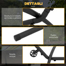 Supporto per Amaca da 330 cm max con 6 Fori e Rotelle 290x120x115 cm in Metallo Nero