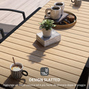 Tavolo da Giardino Allungabile per 4-6 Persone 81/162x80x75 cm in Alluminio con Piano a Doghe Giallo