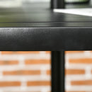 Tavolo da Giardino Rotondo per 4 Persone Ø115x72cm con Foro per Ombrellone e Doghe in Metallo Nero