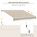 Tenda da Sole per Esterno Avvolgibile a Bracci 350x250 cm con Apertura a Manovella Crema