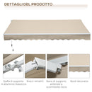 Tenda da Sole per Esterno Avvolgibile a Bracci 350x250 cm con Apertura a Manovella Crema