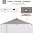 Tetto di Ricambio per Gazebo 3x3m con Prese d'Aria e Fori di Drenaggio 298x295 cm in Poliestere Beige