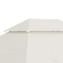 Tetto per Gazebo 4x3 m a 2 Livelli in Poliestere con 10 Fori di Drenaggio 395x297 cm in Poliestere Crema