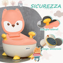 Vasino per Bambini 34,5x35x23 cm con Schienale Vaschetta Rimovibile e Braccioli Rosa