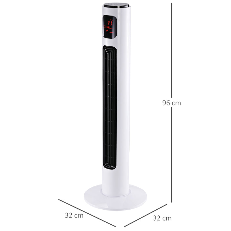 Ventilatore a Torre 45W a 3 Modalità e 3 Velocità con Timer da 12h Ø32 x 96A cm in ABS Nero e Bianco