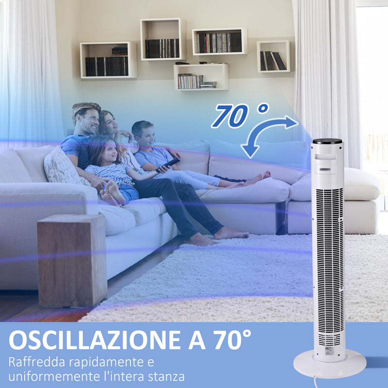 Ventilatore a Torre 45W a 3 Modalità e 3 Velocità con Timer da 12h Ø32 x 96A cm in ABS Nero e Bianco