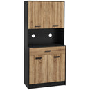 Credenza Cucina 80x40x180 cm con 2 Armadietti a 2 Ante e Cassetto in Legno Nero e color Legno      