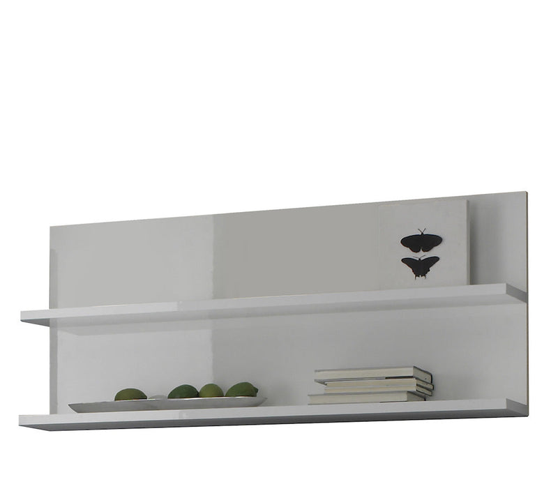 Parete Attrezzata Mobili Salotto Mobile TV e Doppia Mensola 210x36x200cm TFT  Primo Bianco Lucido