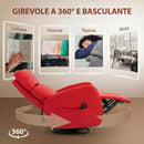 Poltrona Massaggiante 73,5x97x108 cm Reclinabile e Riscaldante con Poggiapiedi e Telecomando in Pelle PU Rosso      