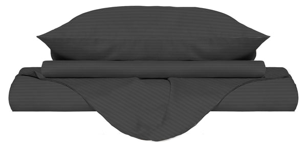 online Doppelbettbezug mit Tasche und Kissenbezügen aus schwarzem Polyestersatin