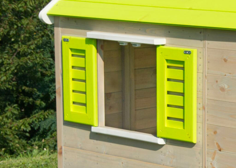 Casetta per Bambini da Esterno su Palafitta 330x350x242h cm con Altalena e Scivolo in Legno Bamby