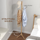 Appendiabiti da Terra in Legno di Abete a 8 Ganci per Casa e Ufficio 40x40x165 cm Color Legno 