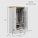 Armadio a 2 Ante con Cassetto Inferiore Barra Appendiabiti e Ripiano 85x55x160 cm Bianco 