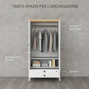 Armadio a 2 Ante con Cassetto Inferiore Barra Appendiabiti e Ripiano 85x55x160 cm Bianco 