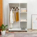 Armadio Guardaroba con Ruote in Legno 80x40x128 cm Bianco 