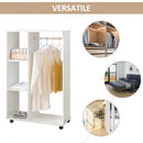 Armadio Guardaroba con Ruote in Legno 80x40x128 cm Bianco 