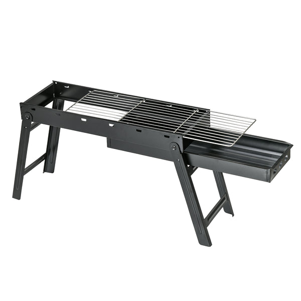 Barbecue a Carbonella Portatile con Gambe Pieghevoli e Vassoio Estraibile 74x20x38 cm in Metallo Nero online