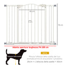 Cancellino per Cani Estensibile 74-100x78 cm in Metallo Bianco