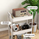 Carrello da Cucina a 3 Livelli con Maniglie e 4 Rotelle 45x30,6x79 cm in Acciaio Bianco
