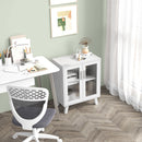 Credenza Moderna Multiuso 61x35x75 cm con 2 Ante Trasparenti e 2 Ripiani Bianco