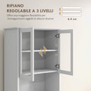 Dispensa Cucina Alta con Armadietto a 2 Livelli e 3 Cassetti 68x38x172 cm in MDF Bianco
