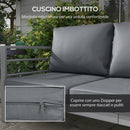 Divano da Giardino 3 Posti con Cuscini per Seduta e Schienale 185x66x64 cm in Alluminio Grigio