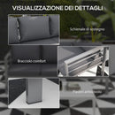 Divano da Giardino 3 Posti con Cuscini per Seduta e Schienale 185x66x64 cm in Alluminio Grigio