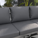 Divano da Giardino 3 Posti con Cuscini per Seduta e Schienale 185x66x64 cm in Alluminio Grigio