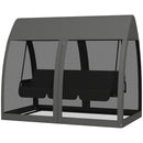 Dondolo da Giardino 2 in 1 Convertibile in Letto 240x140x197 cm con Cuscini e Zanzariera Grigio