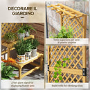 Fioriera con Grigliato a 2 Livelli con Tetto e Ripiani a Doghe 60x50x166 cm in Legno di Abete 