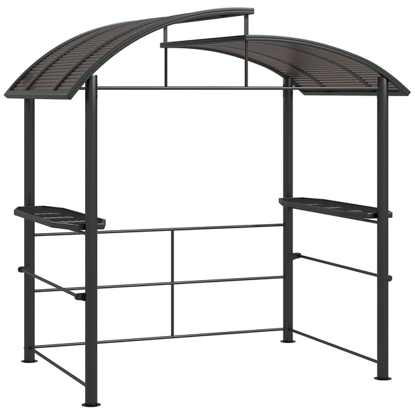 Gazebo per Barbecue con Tetto e 2 Ripiani Portaoggetti 240x150x230 cm in Metallo e PC Grigio Scuro prezzo