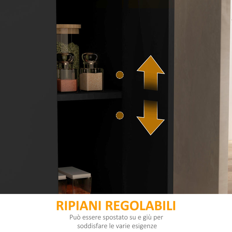 Isola per Cucina con 2 Ripiani Aperti e 2 Armadietti 105x60x82 cm in MDF Rovere e Nero