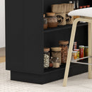 Isola per Cucina con 2 Ripiani Aperti e 2 Armadietti 105x60x82 cm in MDF Rovere e Nero