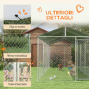 Kennel per Cani da Esterno 6x2,3x2,3m con Tetto Impermeabile in Tessuto Oxford e Acciaio Argento