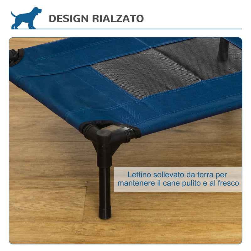 Lettino per Cani Rialzato con Seduta Traspirante 61x46x18 cm in Acciaio e Tessuto Marrone e Nero