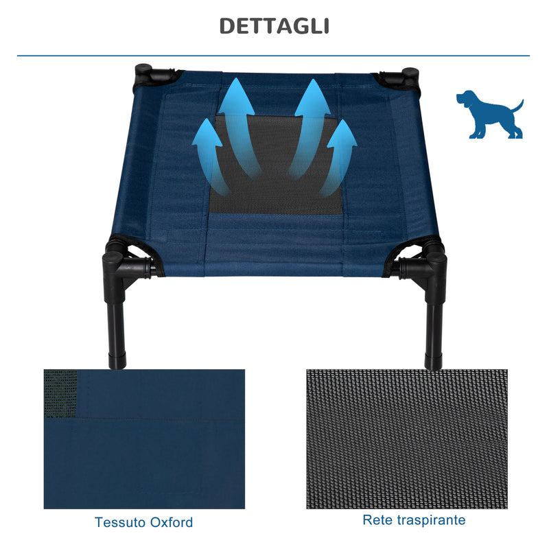 Lettino per Cani Rialzato con Seduta Traspirante 61x46x18 cm in Acciaio e Tessuto Marrone e Nero