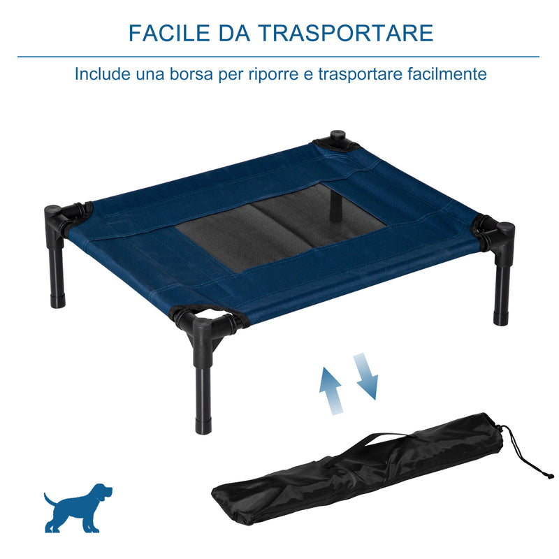 Lettino per Cani Rialzato con Seduta Traspirante 61x46x18 cm in Acciaio e Tessuto Marrone e Nero