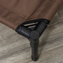 Lettino per Cani Rialzato con Seduta Traspirante 61x46x18 cm in Acciaio e Tessuto Nero e Caffè