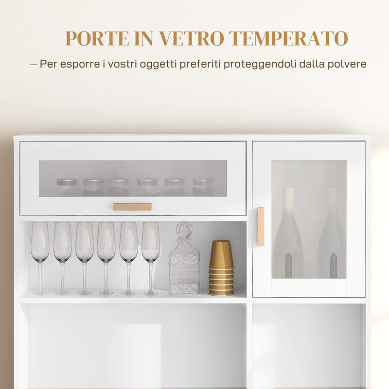 Mobile Dispensa con Portabottiglie 100x38x172 cm in Truciolato e Legno Bianco