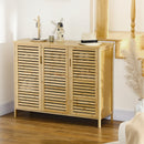 Mobile Scarpiera a 8 Ripiani su 3 Livelli con Maniglie 100x35x80 cm in Bambù 