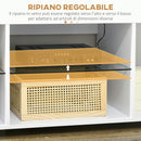 Mobile TV 60"" con Luci a 12 Colori e 2 Ripiani Regolabili 144,8x40x45 cm in Truciolato e Vetro Bianco