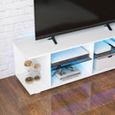 Mobile TV 60"" con Luci a 12 Colori e 2 Ripiani Regolabili 144,8x40x45 cm in Truciolato e Vetro Bianco