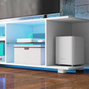 Mobile TV 60"" con Luci a 12 Colori e 2 Ripiani Regolabili 144,8x40x45 cm in Truciolato e Vetro Bianco