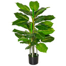 Pianta Artificiale H95 cm 33 Foglie con Vaso Verde