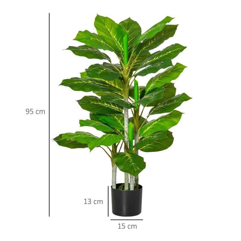 Pianta Artificiale H95 cm 33 Foglie con Vaso Verde