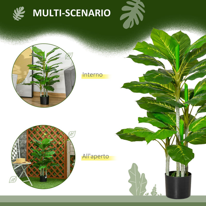 Pianta Artificiale H95 cm 33 Foglie con Vaso Verde