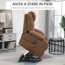 Poltrona Alzapersona Elettrica Massaggiante a 8 Punti 1 Motore 90x101x107 cm in Tessuto Effetto Lino Caffè