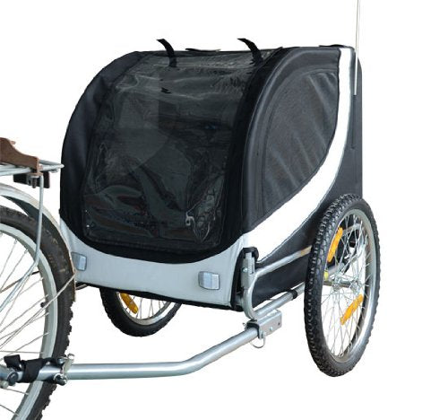 Rimorchio per Animali Domestici Pieghevole da Bicicletta 130x90x110 cm Bianco e Nero 