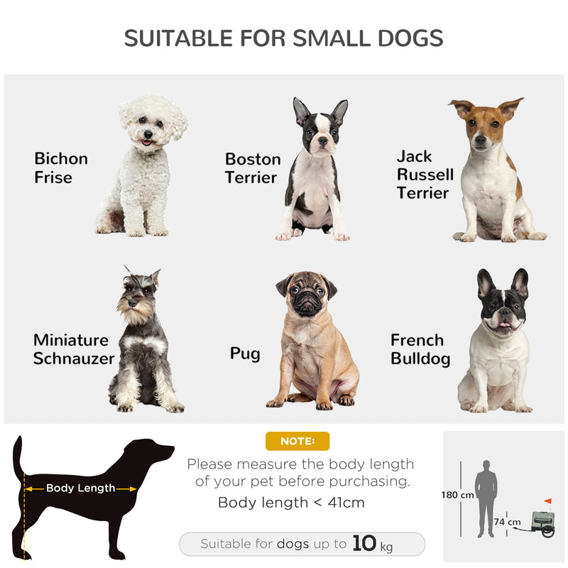 Rimorchio per Cani 3 in 1 con Casetta Rimovibile e Bandierina per Cani Taglia Piccola Grigio 