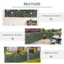 Rotolo di Siepe Artificiale per Balcone e Giardino 300x150 cm in PE Anti-UV con Foglie Verde Scuro 